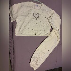 White Embellished Pant Set
